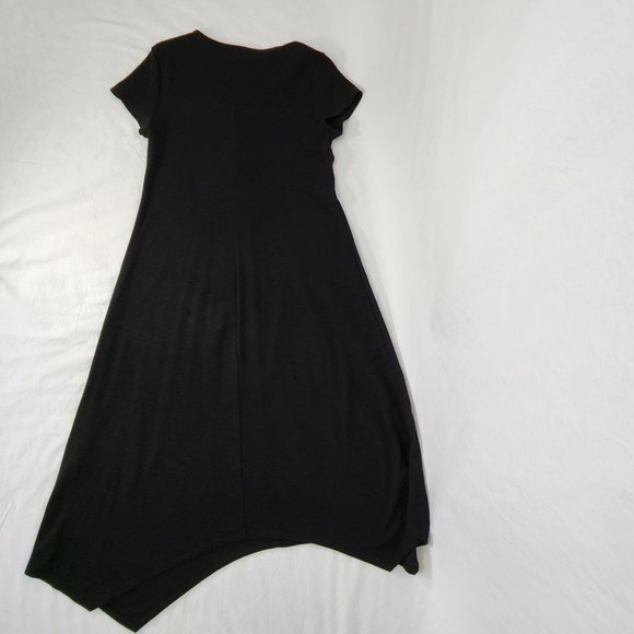 CHICO'S Black Seamed Tee Mixi Dress with Asymmetrical Hem Size 1 (8/M) LIKE NEW - Picture 12 of 16
